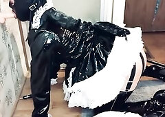 Sissy Maid Sucks Sex Tool during the time that Screwed by Machine