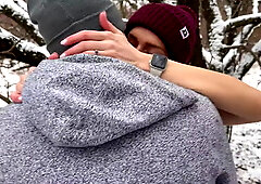 Wife gets Huge Public Double Creampie in Snow Storm from Husband and Friend /...