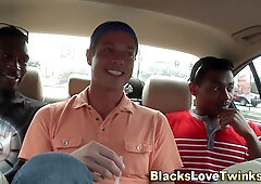 Watch as two horny black guys share a hot load in a steamy threesome