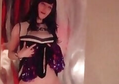 Teen cheerleader dancing