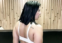 LALIN GIRL mother I'd like to fuck NEIGHBOUR bangs a BBC in the office elevator, takes off the fucking-rubber, creampie, interracial