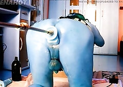Hawt blue Skin Avatar drilled by Machine movie three