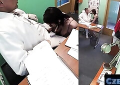 That babe gets her LARGE CZECH BAZOOKAS out for the doctor - CZECH XXX