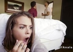 Beauty gf gets bfs best friend cock in the ass