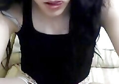 Cute shemale jerks off