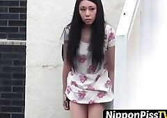 Adorable Japanese chicks pee outside at every chance