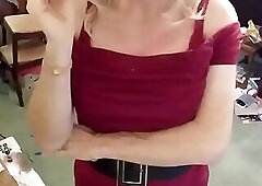 Red dress smoking all white ciggy