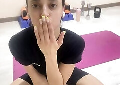 after the gym my body was moist and perspired, I even got a little concupiscent.