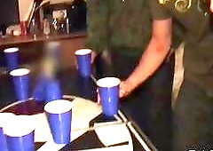 The loser of this beer pong game must give up his butt to all