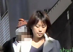 Sexy Asian girl fell to skirt sharking on the street