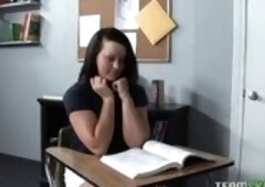 Naughty teen gets slapped and punished by her professor because she was late for classes