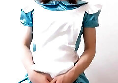Asian Crossdresser MARY dressed in Satin Alice Maid Sundress - TOTAL FLICK ON ONLYFANS