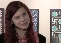 Redhead shemale cums while getting rimmed