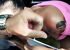 This babe tries on some garments this babe has the covid and then this babe sucks a cock