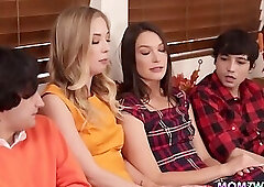 Katrina Colt and Millie Morgan catch their stepsons fucking the pie