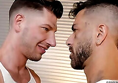 Jordan Starr clean up Adam Ramzi asshole by giving a rimjob