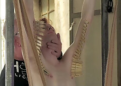 Servicing Hard Master : Skinny Sub Takes Pinching And Ass Stretching