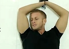 BBW threesome sex in the public shower with BDSM props