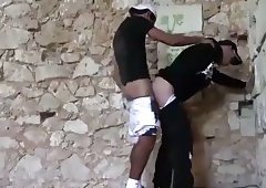 Euro gay amateurs fuck & cum outdoors