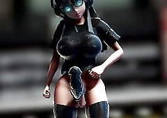 Delicate young lady with big tits enjoys posing around in latex