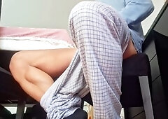 Hotsportfitboy gets lost in pleasure as he strokes his huge cock on the chair until he cums