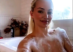 Lindsey Pelas Showering In A Bathtub
