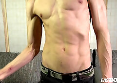 Super hot muscle slender dude hand job ample large trunk