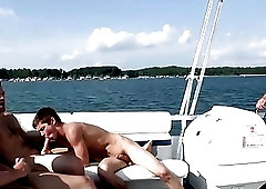 Hot summer threesome on a boat with hung hunks