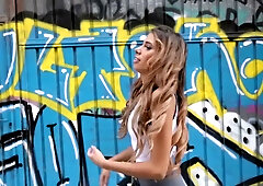 Latina model seduces Erik Everhard during an outdoor photo shoot that moves indoors