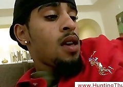 Chocolate gay deepthroats a white boner