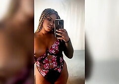 Thick Black Chick With Large Boobs Teases U