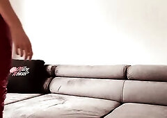 Sexually excited Blond Leather Floozy Fingers Her Rectal hole!
