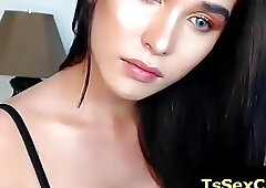 Beautiful shemale amateur teases with her cute dick in panties