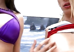 A hot golden-haired hottie and a sexy brunette hair mother i'd like to fuck team up with a stud for wild fingering and vagina eating action. They