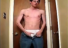 Skinny nerd twink amateur