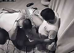 Cameras caught well-endowed football fans having sex during halftime.