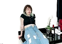 geting wet in lengthy jeans petticoat - wetting denim fetish