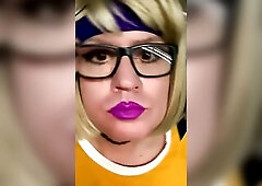 Sexy public sissy tgirl Cindie Love, haunch high fishnet nylons, short petticoat, in public, sex toy as screw, bangs inverted penis like real vagina!