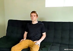 Redheaded solo hottie Ryan Hill jerks his dick