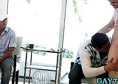 Masker stripper shows his cock