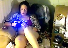 Breasty Lengthy Hair Brunette hair In Brassiere and Pants Playing Smokin' Cigarettes