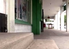 Hot blonde enjoys public nudity