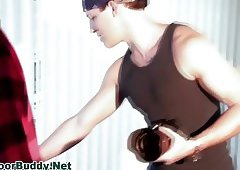 Hunky jock swallows load