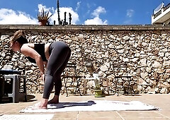 Outdoor Yoga for hip and leg flexibility