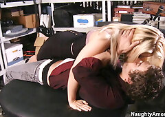 Big-tittied blonde horny boss