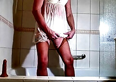 Nylon-clad sissy Michelle wakes up at the hotel after a wild vacation appointment in Turkey