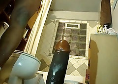 Reverse Huge Dildo Saddling