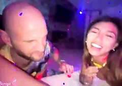 Recent from the rave, Clara Trinity dives into bi-sexual play with Madison Wilde. Brian Omally joins 'em, giving a kiss and stripping as they eat