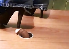 Femdom mistress crushes the dick of a sicko BDSM porn