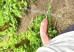 Outdoor urinating with foreskin rigid SAUSAGE